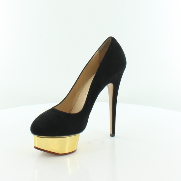 Charlotte Olympia Black Leather Dolly Pumps Sz 40 - Picture 4 of 8